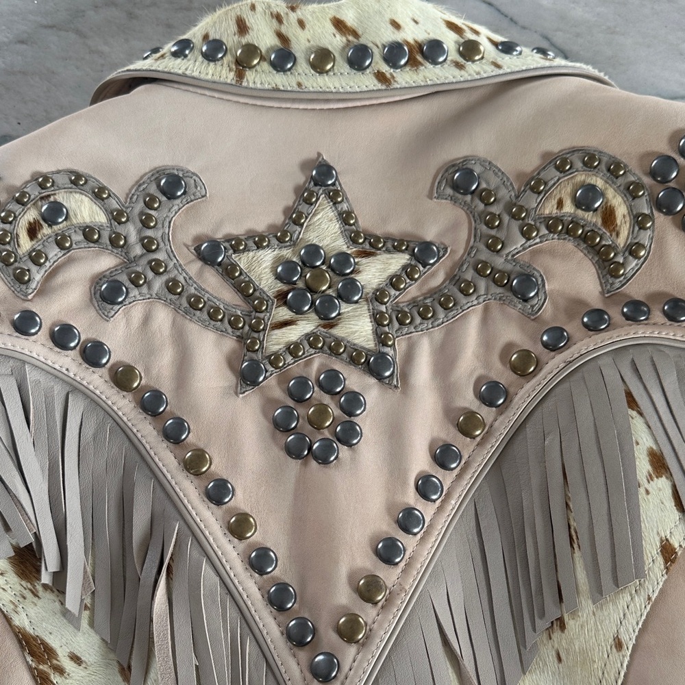 Double D Ranch Cowpoke U Leather Jacket With Fringe - Picture 8 of 12